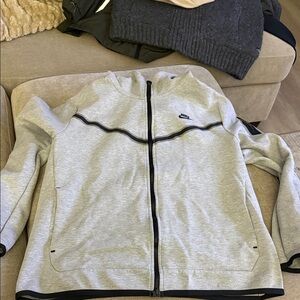 Nike Gray Full-Zip Jacket with Black Accents